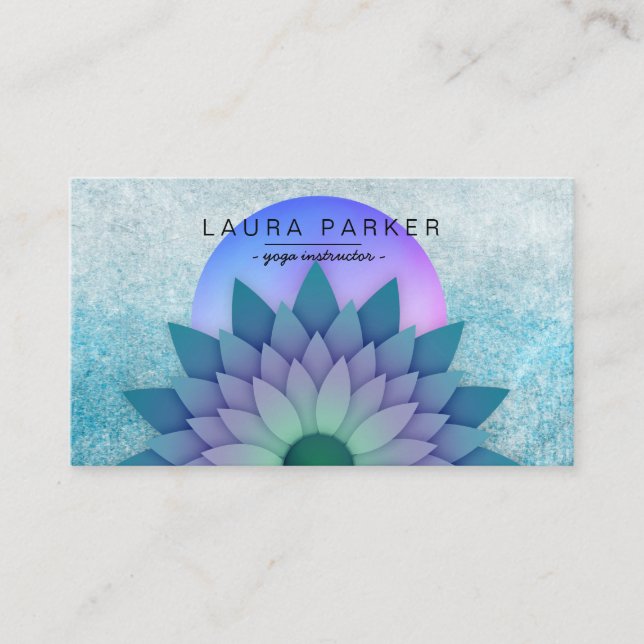 Lila Teal Meditation Holistic Lotus Flower Yoga Visitkort (Framsida)