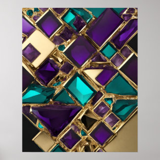 LILA TEAL MOSAIC WALL ART POSTER