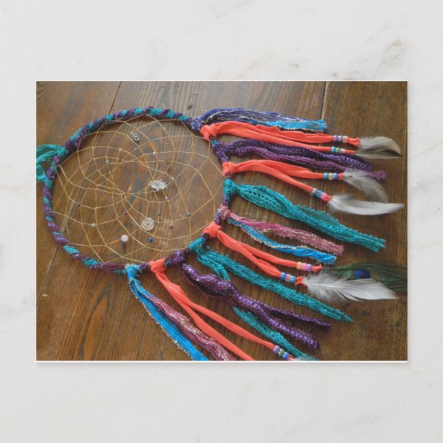 Lila teal och rosa dreamcatcher vykort (Framsida)
