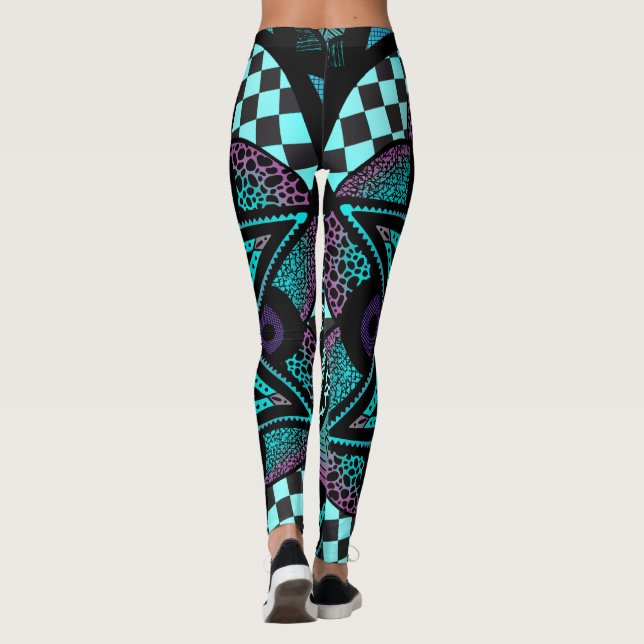 Lila & Teal Ombré Mandala Flower Yoga Leggings (Baksida)