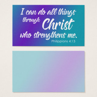 Lila & Teal Ombre, Philippians 4:13 Scripture Visitkort