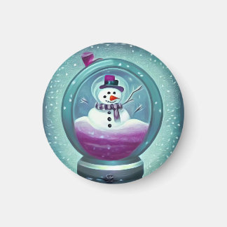 Lila Teal Painting Snö Globe Magnet