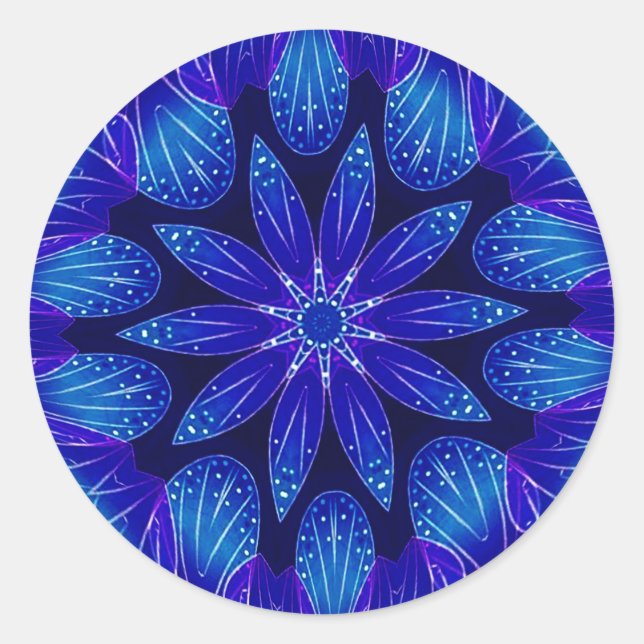 Lila & Teal Petals Mandala Runt Klistermärke (Framsida)