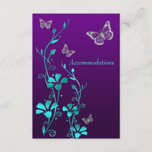 Lila Teal Silver Blommigt, Butterflies-hölje 2 Tilläggskort