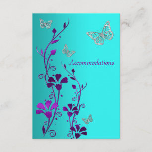 Lila Teal Silver Blommigt, Butterflies-hölje Tilläggskort