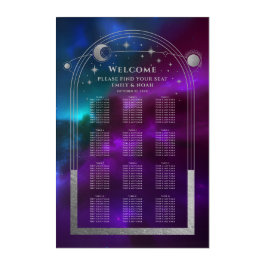 Lila Teal Silver Sol Måne Stars Bröllop