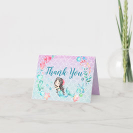 Lila Teal Sjöjungfru Girl Girl's Baby Shower Tack Kort