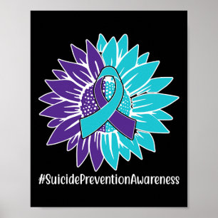 Lila Teal Solros Ribbon Suicide Prevention Aw Poster