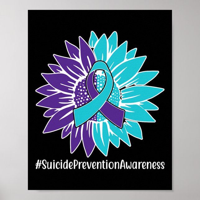 Lila Teal Solros Ribbon Suicide Prevention Aw Poster (Framsidan)