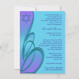 Lila Teal Star of David Bat mitzvah Inbjudningar