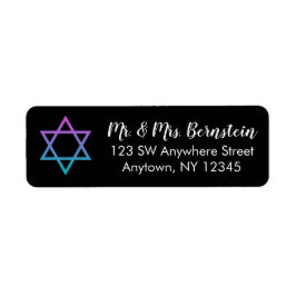 Lila Teal Star of David Returadress Returadress Etikett