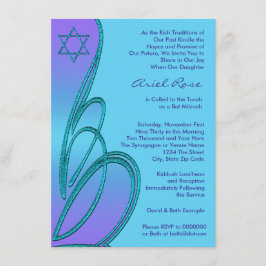 Lila Teal Stjärna av David Bat Mitzvah Inbjudningar
