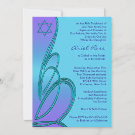 Lila Teal Stjärna av David Bat Mitzvah Inbjudningar