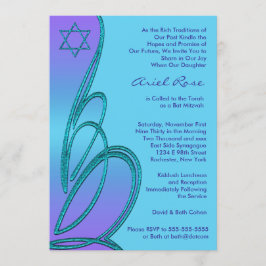 Lila Teal Stjärna av David Bat Mitzvah Inbjudningar