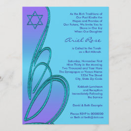 Lila Teal Stjärna av David Bat Mitzvah Inbjudningar