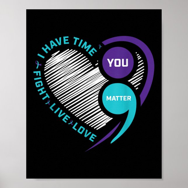 Lila Teal Suicide Awareness Shirts Semi Colon Yo Poster (Framsidan)