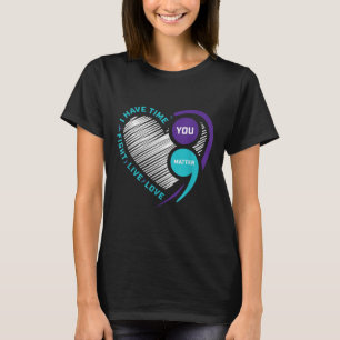 Lila Teal Suicide Awareness Shirts Semi Colon Yo T Shirt