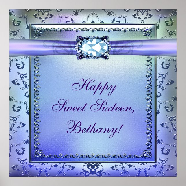 Lila Teal Sweet sixteen Party banderoll Poster (Framsidan)