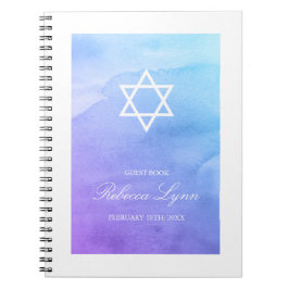 Lila Teal Watercolor Bat mitzvah Guest Bok Anteckningsbok