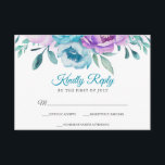 Lila Teal Watercolor Blommigt Bat mitzvah OSA<br><div class="desc">Vackert svarskort för blommigtens OSA.</div>