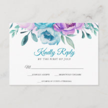 Lila Teal Watercolor Blommigt Bat mitzvah OSA