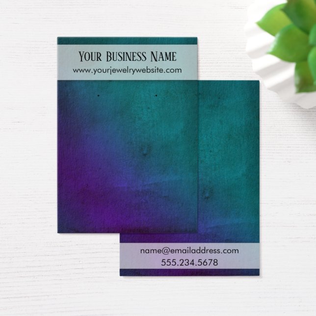 Lila Teal Wood Grain Earring Holder Visning Card Visitkort (Skivbord)