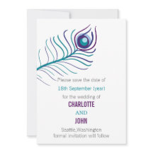 Lila tealblåshus bröllop spara datum