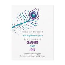 Lila tealblåshus bröllop spara datum