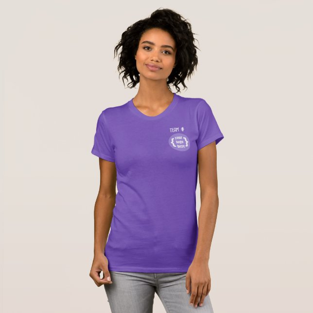 Lila Team Spirit, Logotyp och meddelande T Shirt (Hel framsida)