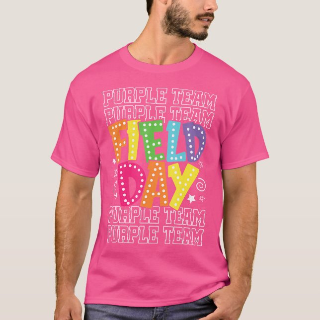 Lila-teamet Färg Krig Camp Team för  av fält T Shirt (Framsida)