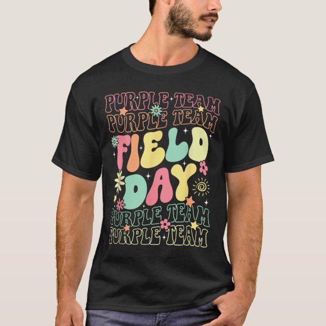 Lila-teamet Färg Krig Camp Team för  av fält T Shirt (Framsida)