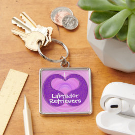 Lila TearDrop Heart Fyrkantig Silverfärgad Nyckelring