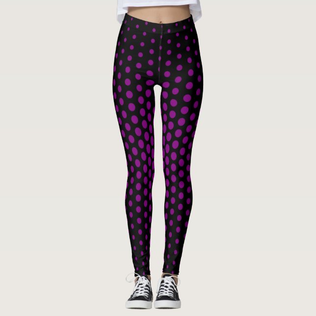 Lila Techno Dot Mönster Leggings (Framsida)