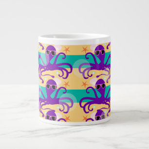 Lila Tecknad Octopus Undervattensdesign Roligt Jumbo Mugg