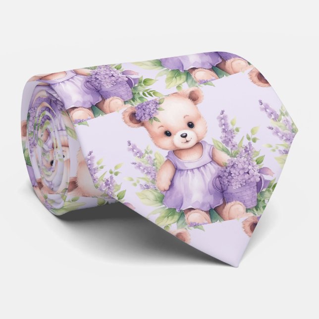 Lila Teddybear Halsduk Slips (Rullad)
