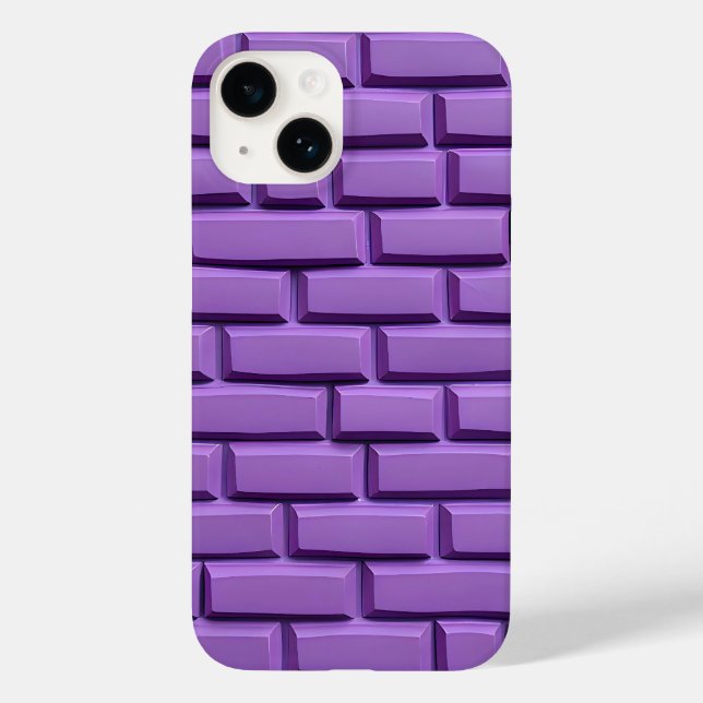 Lila tegelvägg iPhone-fodral Trendigt utseende (Baksida)