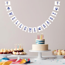 Lila tema baby shower girlang banner vimplar