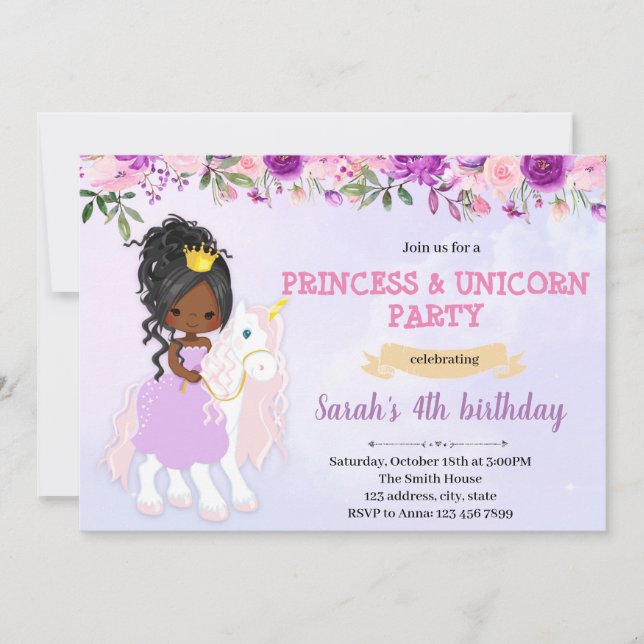 Lila tema prinsessans enmajsinbjudan julkort (Framsida)