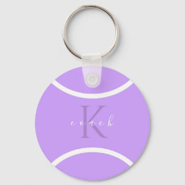 Lila Tennis Boll & Initial Monogrammed Coach Nyckelring