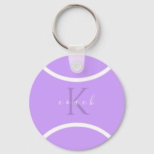 Lila Tennis Boll & Initial Monogrammed Coach Nyckelring