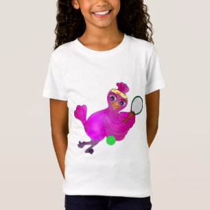 Lila tennis vid Lycklig Juul Företag T-shirt