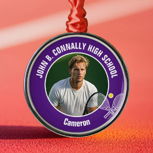 Lila Tennisspelare Foto Högstadiet Jul Julgransprydnad Metall