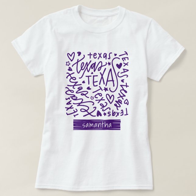 Lila Texas Doodle Mönster T Shirt (Design framsida)