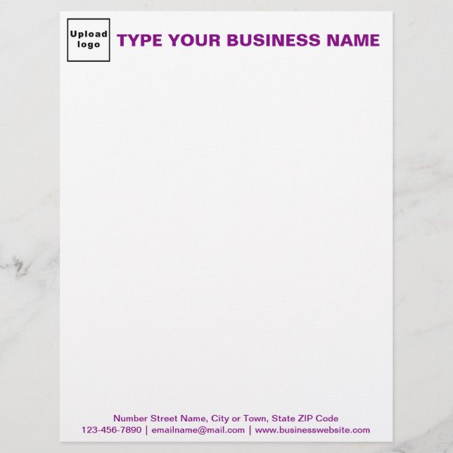 Lila Texter om affärshuvudet och sidfoten Brevhuvud (Framsida)