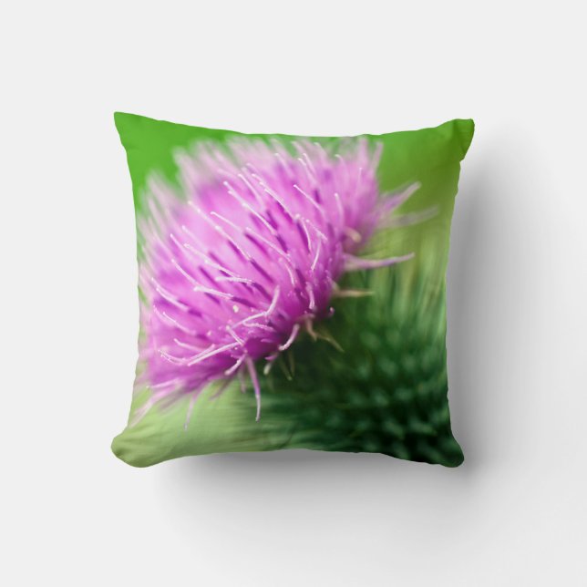 Lila Thistle Dekorativ kudde (Framsida)