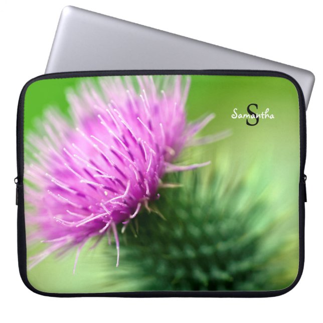 Lila Thistle Neoprene laptop sleeve 15 tum (Framsidan)