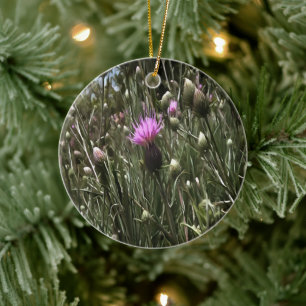Lila Thistle Wildblomme Realistic Art Julgransprydnad Keramik