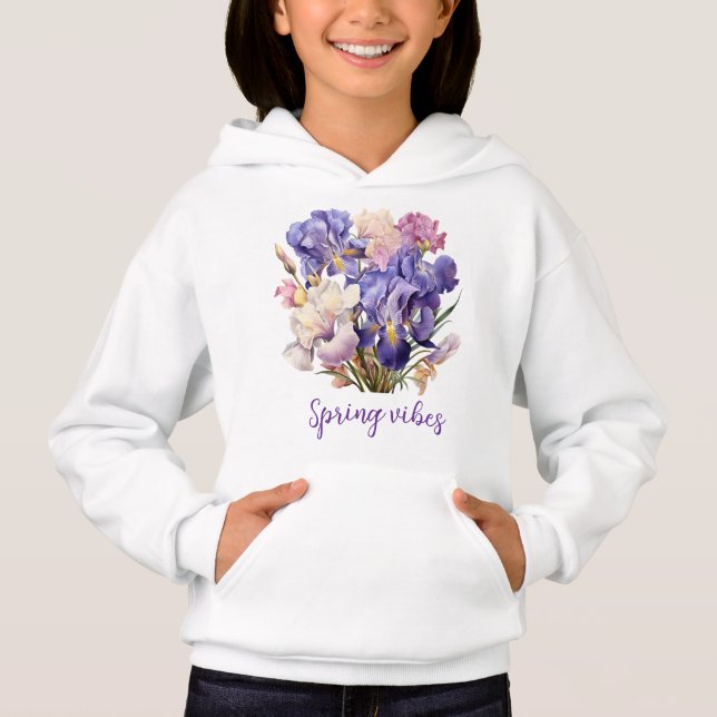 Lila ThLED Blommigt "Vår Vibes" T Shirt (Framsida)
