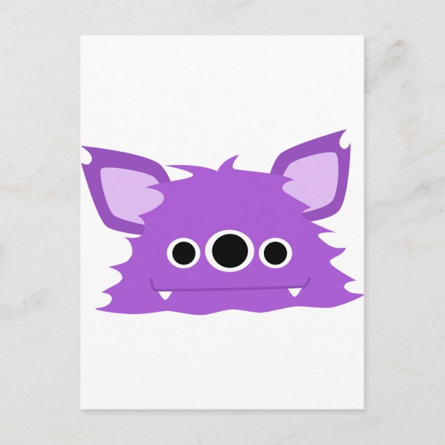 Lila Three Eyed Monster Vykort (Framsida)