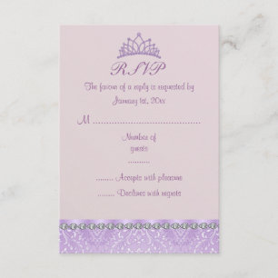 Lila Tiara & Damask Sweet16 OSA kort